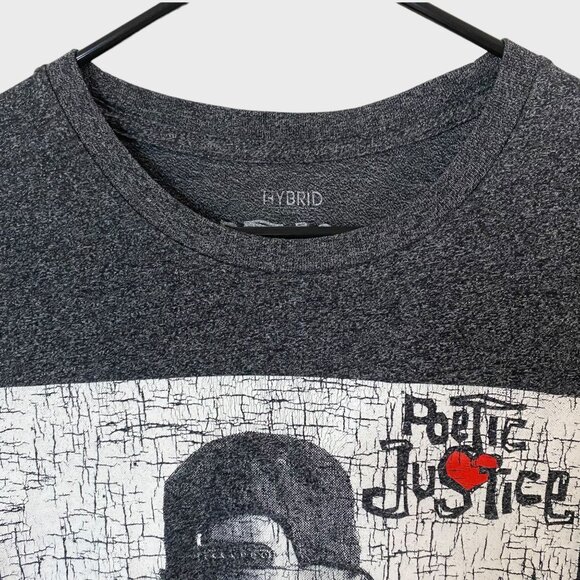 Hybrid Apparel Tupac Shakur Poetic Justice T-Shirt Men's Medium Gray Rap Hip-Hop - Picture 5 of 10